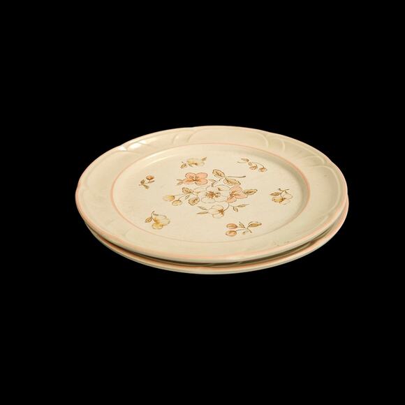 Country Ware Japan Peachwood 8" Salad Plates Set of 2 Pink Floral Stoneware - Picture 3 of 3